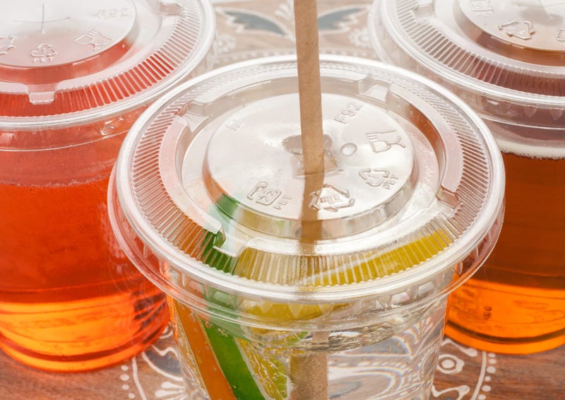 Golden Apple Cup series, 12oz-50sets Clear Plastic cups with Flat lids with hole, BPA Free - Image 5